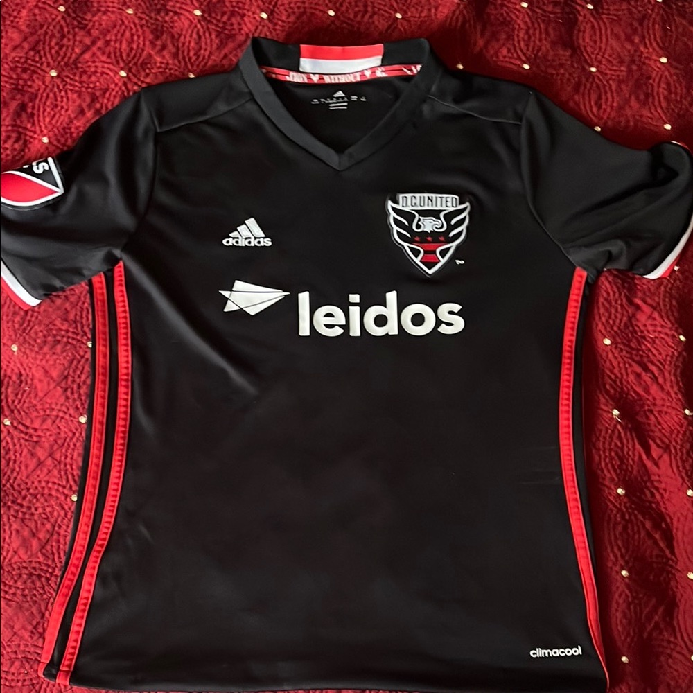 Adidas Kids Black Soccer Jersey with Red Accents